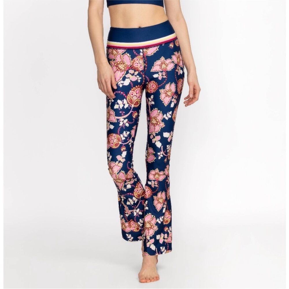 Johnny Was Floral Print Pants - Blue and Pink